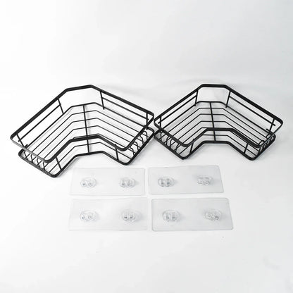 Iron Coating Self-adhesive Corner Shelf Organizer (2 Pc) - Zidbik