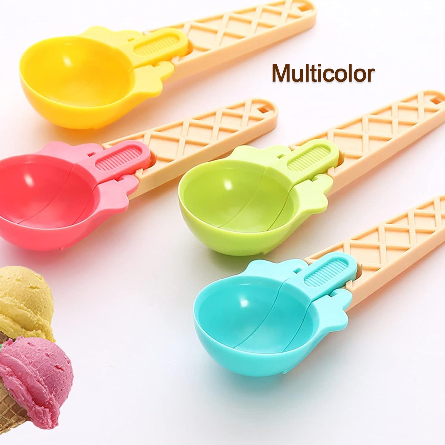 5509 Ice Cream Spoons 2pcs Plastic Water Melon Scoopers With Trigger Dipper And Adults For Summer Party Ice Cream Scoop Food Serving Spoon Kitchen Tools Ice Cream Digging Spoon Household Spoons Cupcake Spoons Aps Fruit Ball Player (2 Pc) - Zidbik