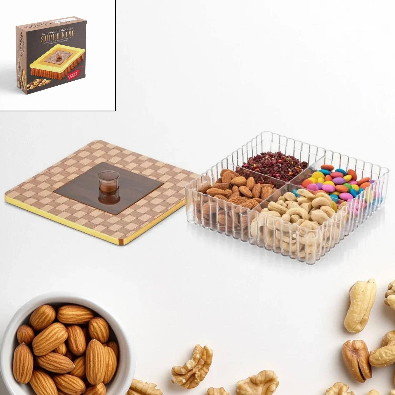 Plastic Super King Exclusive Mukhavasdani Dry Fruit Boxes (1 Pc) - Zidbik