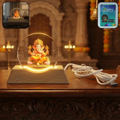 Premium 3d Lord Ganesha Acrylic Led Night Lamp (1 Pc) - Zidbik
