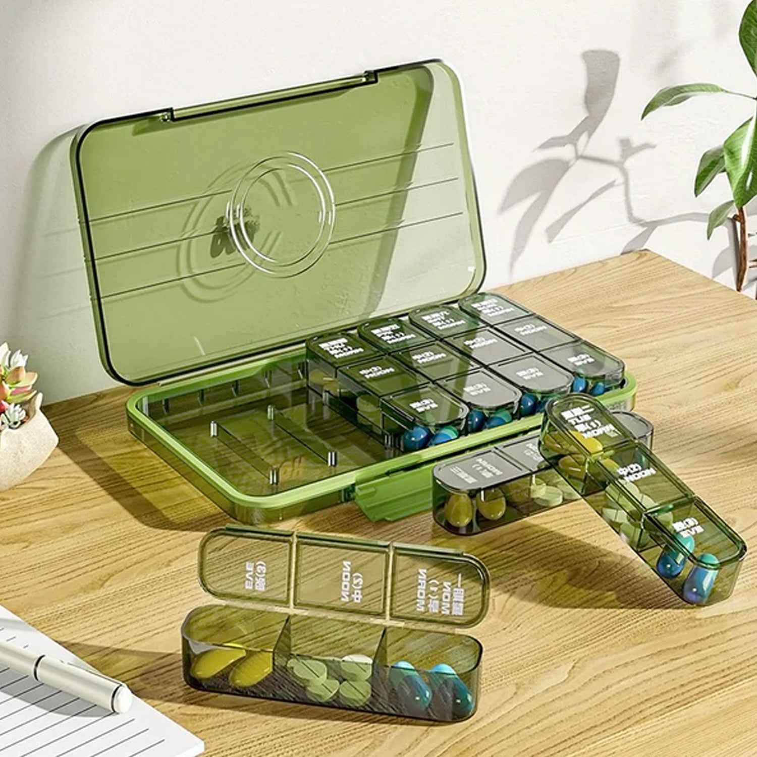 Portable Pill Box Organizer - Weekly Pill Keeper with 21 Grid Container (1 Pc)