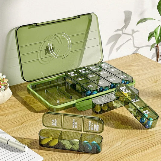 Portable Pill Box Organizer - Weekly Pill Keeper with 21 Grid Container (1 Pc) - Zidbik