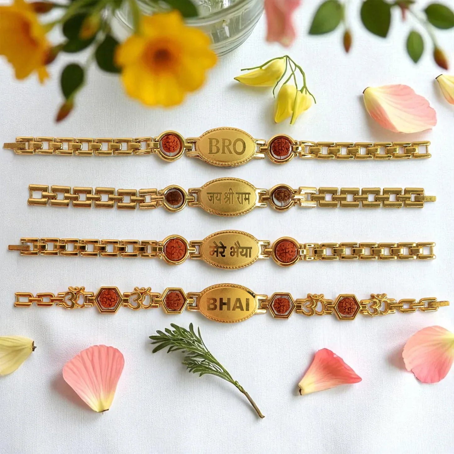 Gold Plated Metal Bracelet Rakhi For Brother (1 Pc) - Zidbik
