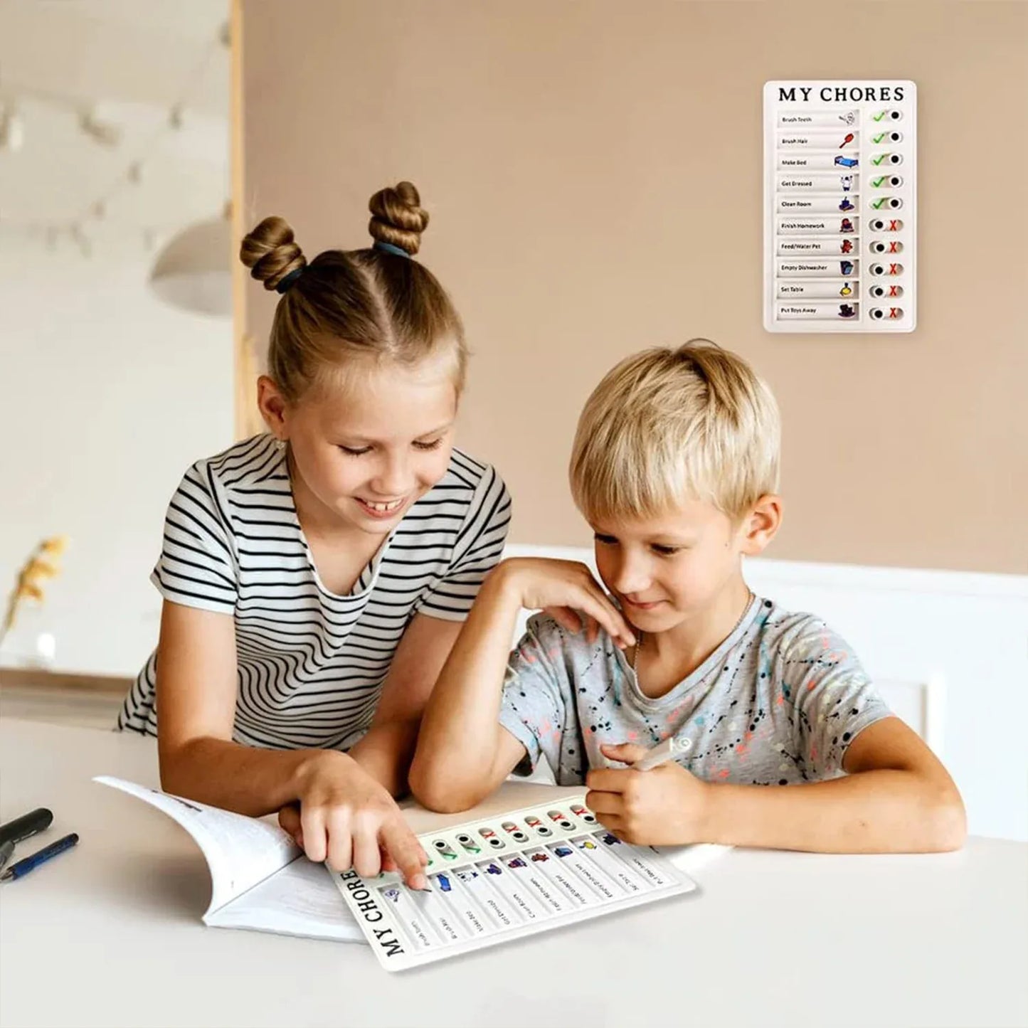 4448 Portable My Chores Home Note Board Management Planning Memo Boards Reminding Time. (Size - 20x12cm) - Zidbik