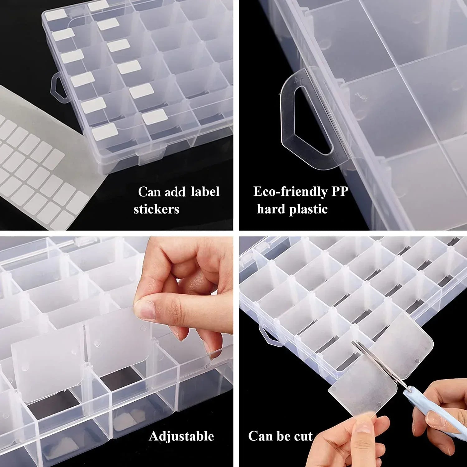 7673a 36 Grids Clear Plastic Organizer Jewelry Storage Box With Adjustable Dividers Transparent Organizer Box (1pc) - Zidbik