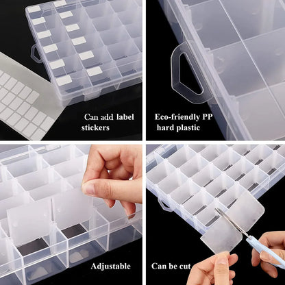 7673a 36 Grids Clear Plastic Organizer Jewelry Storage Box With Adjustable Dividers Transparent Organizer Box (1pc) - Zidbik