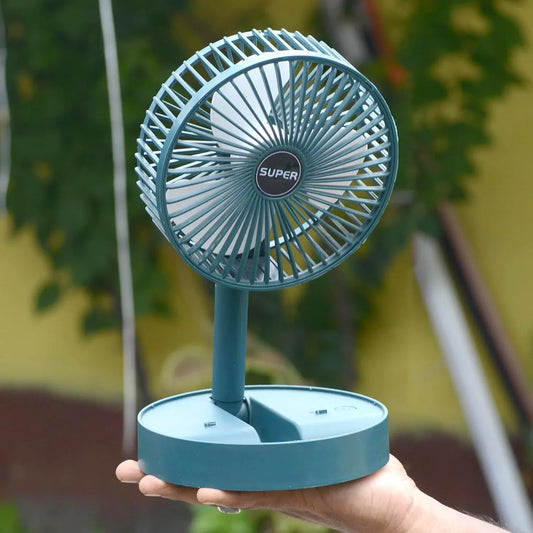4642 Telescopic Electric Desktop Fan Height Adjustable Foldable Portable For Travelcarry Silent Table Top Personal Fan For Bedside Office Table (Battery Not Include) - Zidbik
