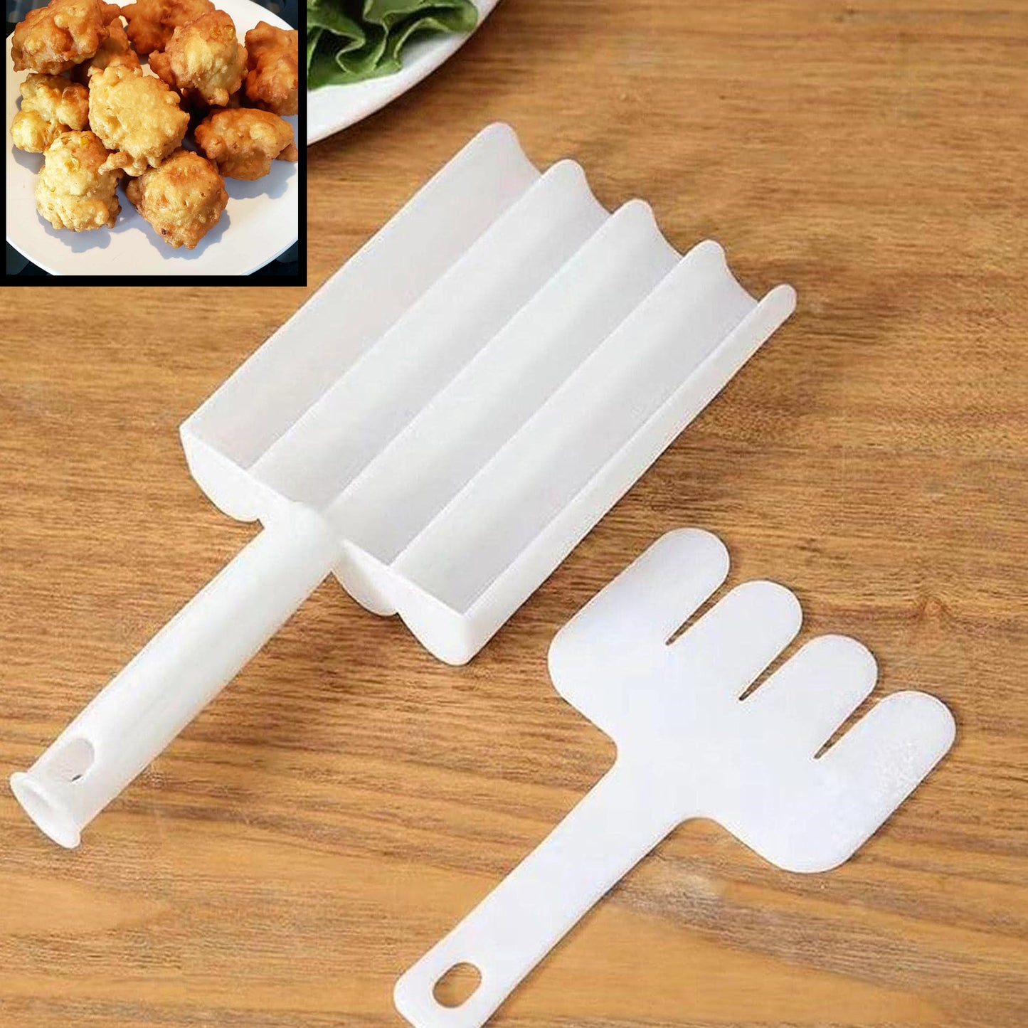 5913a Small Multifunction Fritters Maker - Creative Fritters Scoop Multi-function Ball Maker  Portable Maker For Making Cake Balls Ice Cream Spoon Doughnut Hand Cutting Scoop(2pc Set) - Zidbik