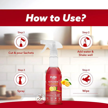 Pollic Kadam Concentrated Kitchen Surface Cleaner Refill Kit With Spray Bottle - Zidbik