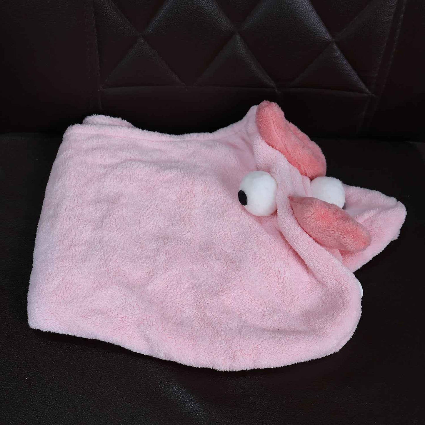 Soft Microfiber Cartoon Design Hair Drying Towel Wrap With Button Closure (1 Pc)