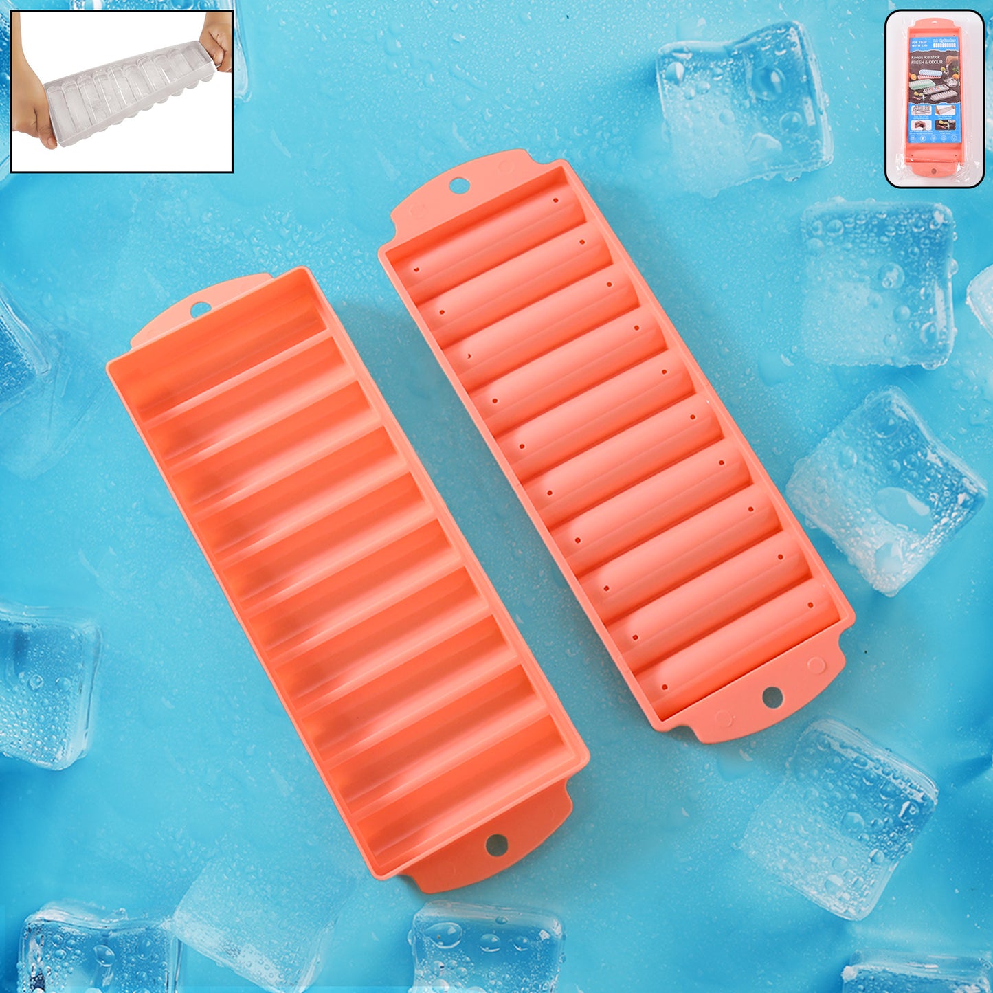 Compact Plastic Ice Stick Tray (2 Pc) - Zidbik