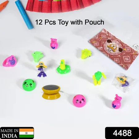 4488 12pc Mix All New Toy And Plastic Pouch Mix All Types Playing Toy For Kids - Zidbik