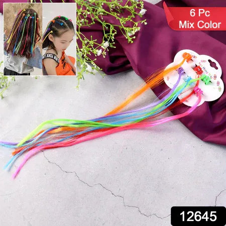 Kids Hair Extensions With Hair Clips (6 Pc Mix Color) - Zidbik