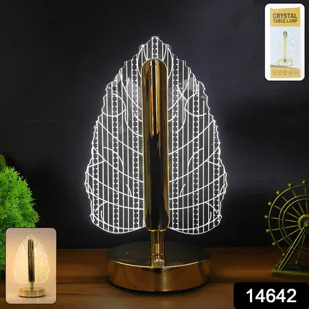 Elegant Plastic Led Table Lamp With Leaf Design Shade (1 Pc) - Zidbik
