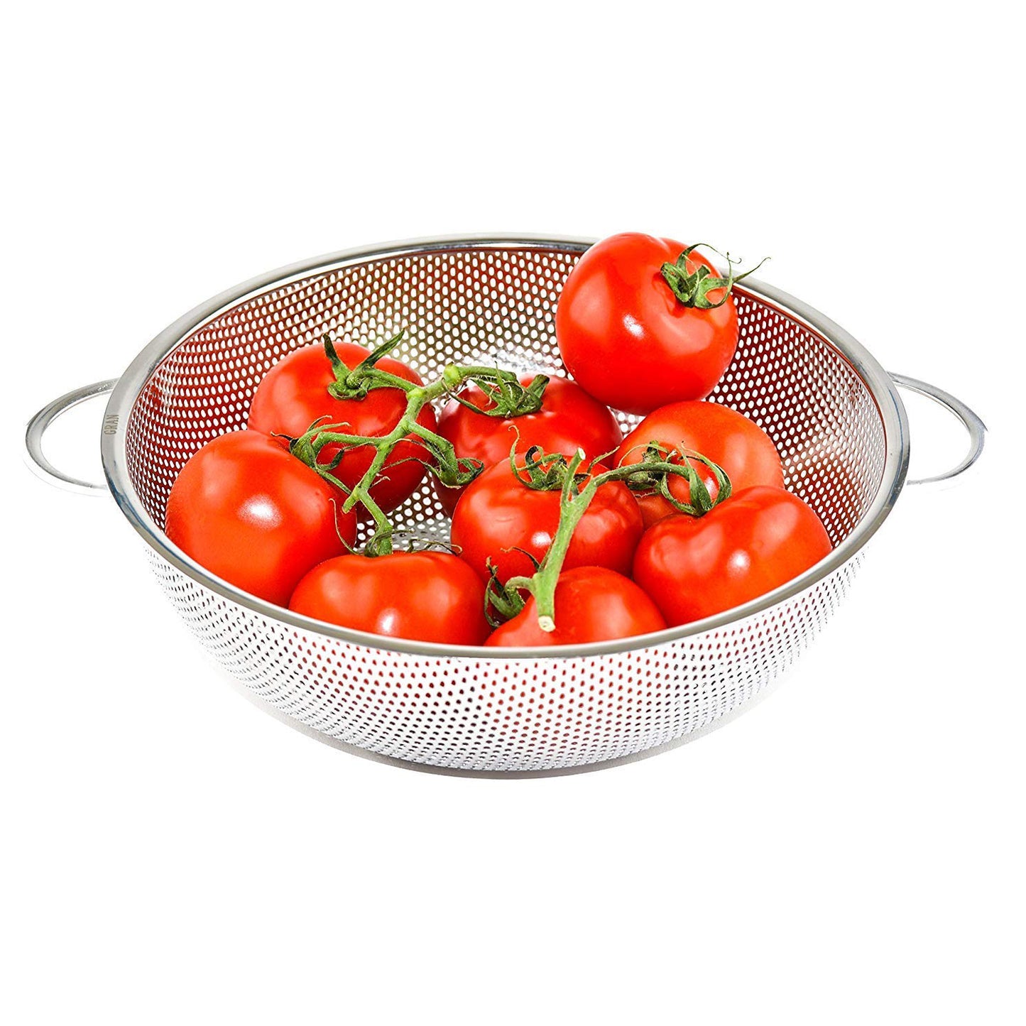 5754 Stainless Steel Colander With Handle Large Metal Mesh Basket Strainer For Pasta Spaghetti Berry Veggies Fruits  Kitchen Food Colander Dishwasher Safe (1 Pc  25.5 Cm) - Zidbik