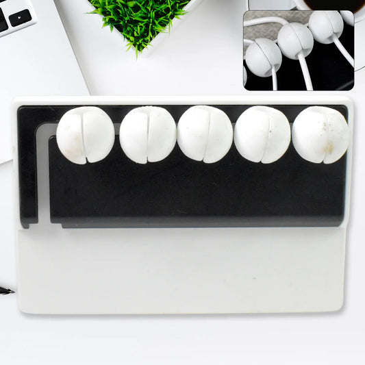 5 Slots Adhesive Desk Cable Cord Holder For Charging Cable (1 Pc Mix Color) - Zidbik