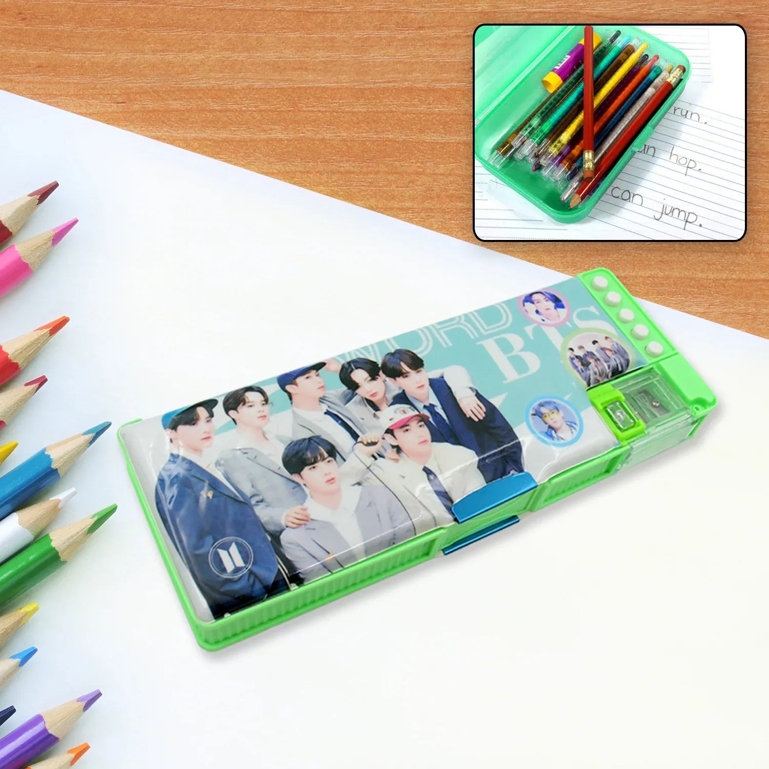 4251 Multipurpose Compass Box Pencil Box With 2 Compartments For School Cartoon Printed Pencil Case For Kids Birthday Gift For Girls Boys Cartoon Printed Pencil Case For Kids. - Zidbik