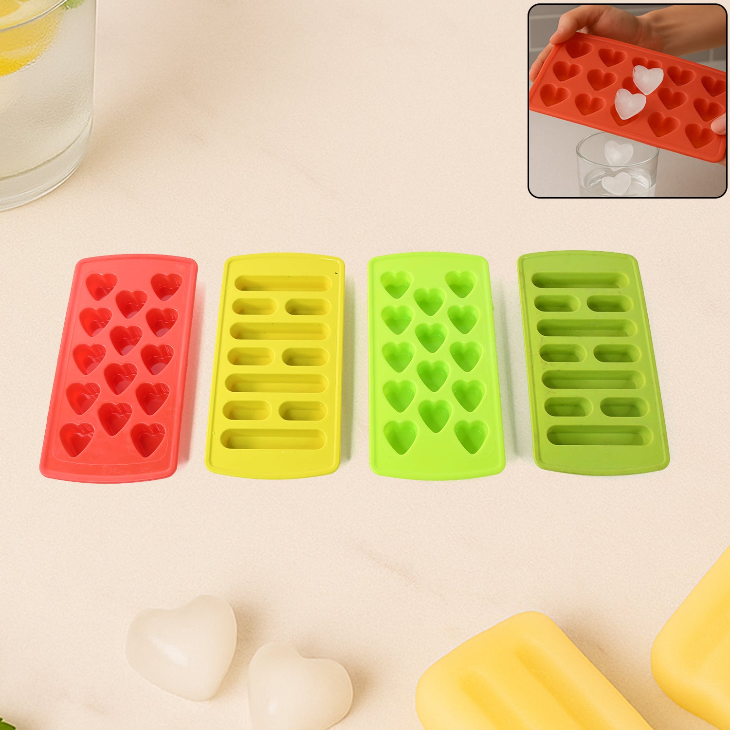 Plastic Ice Cube Tray Set (4 Pc) - Zidbik