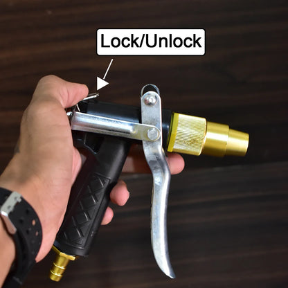 1608 Durable Gold Plated Metal Trigger Hose Nozzle Water Lever Spray - Zidbik