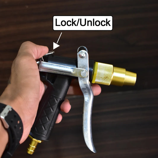 1608 Durable Gold Plated Metal Trigger Hose Nozzle Water Lever Spray - Zidbik