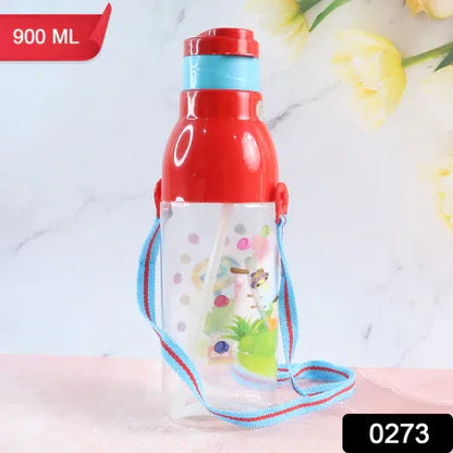 0273 Plastic Tranparent Sports Insulated Water Bottle With Dori Straw Easy To Carry High Quality Water Bottle Bpa-free Leak-proof For Kids School For Fridge Office Sports School Gym Yoga (1 Pc 800ml) - Zidbik