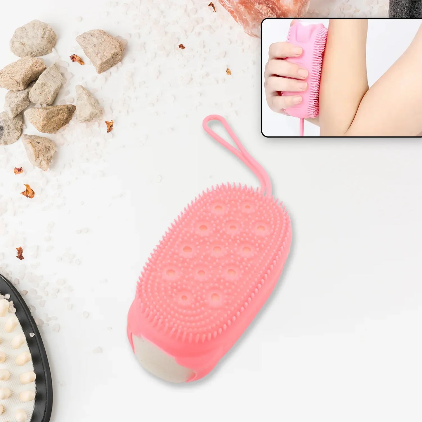 1436 Silicone Super Soft Silicone Bath Brush Double-sided Body Scrubber Brush For Deep Cleasing Exfoliating Ultra-soft Scrubber(1 Pc) - Zidbik
