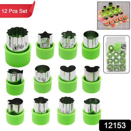 Stainless Steel Cookie Cutter Shapes Set Baking Cooking Food Decoration  (12 Pcs Set) - Zidbik