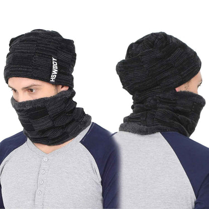 6066 Ultra Soft Unisex Woollen Beanie Cap Plus Muffler Scarf - Zidbik