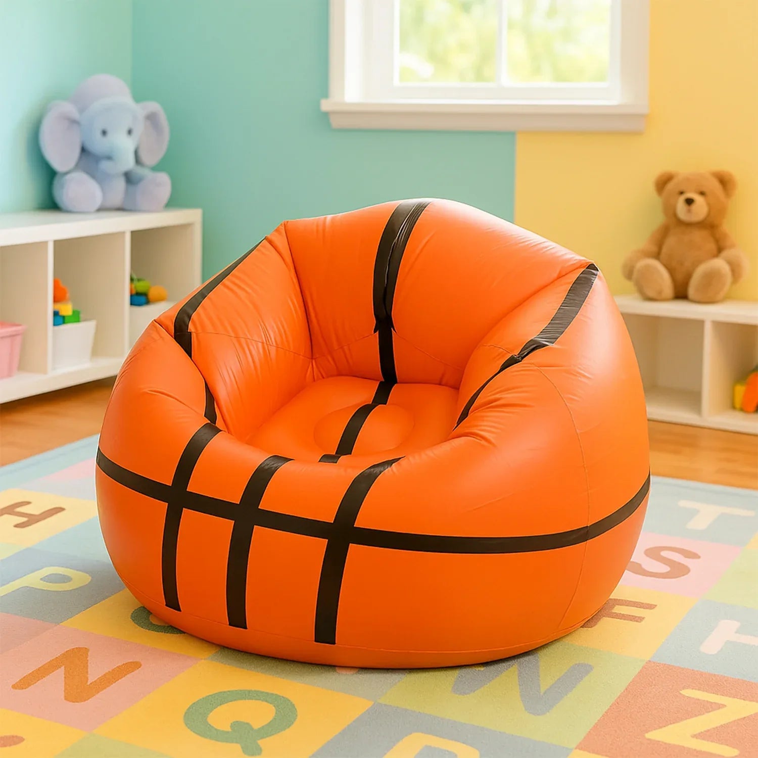 17732 Football Sofa Cartoon Style Inflatable Folding Chair Soccer Ball Chair Inflatable Sofa For Adults Kids Size 110cm X 85cm - Zidbik