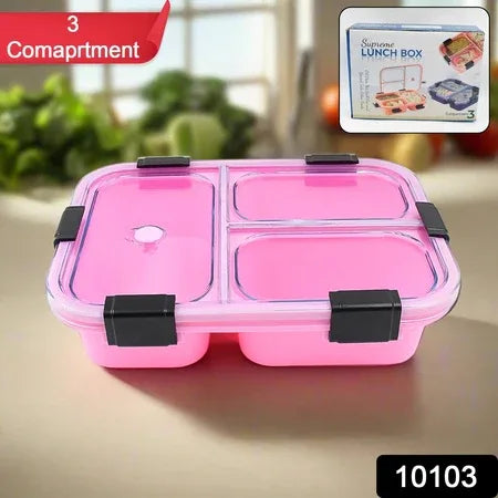 Plastic 3 Compartment Insulated Lunch Box Lunch Box (1 Pc) - Zidbik