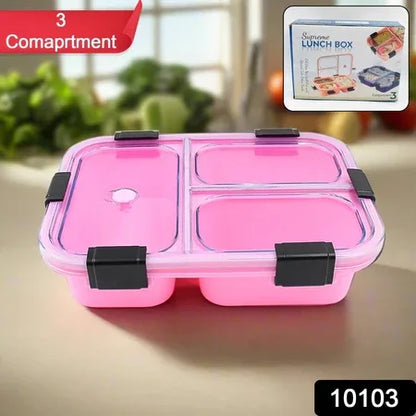 Plastic 3 Compartment Insulated Lunch Box Lunch Box (1 Pc) - Zidbik