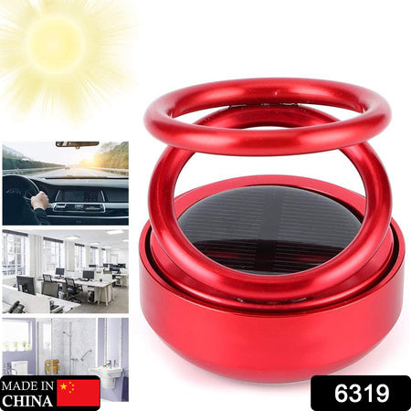 6319 Solar Power Car Aroma Diffuser 360double Ring Rotating Design Car Fragrance Diffuser Car Perfume Air Freshener For Dashboard Home Office - Zidbik