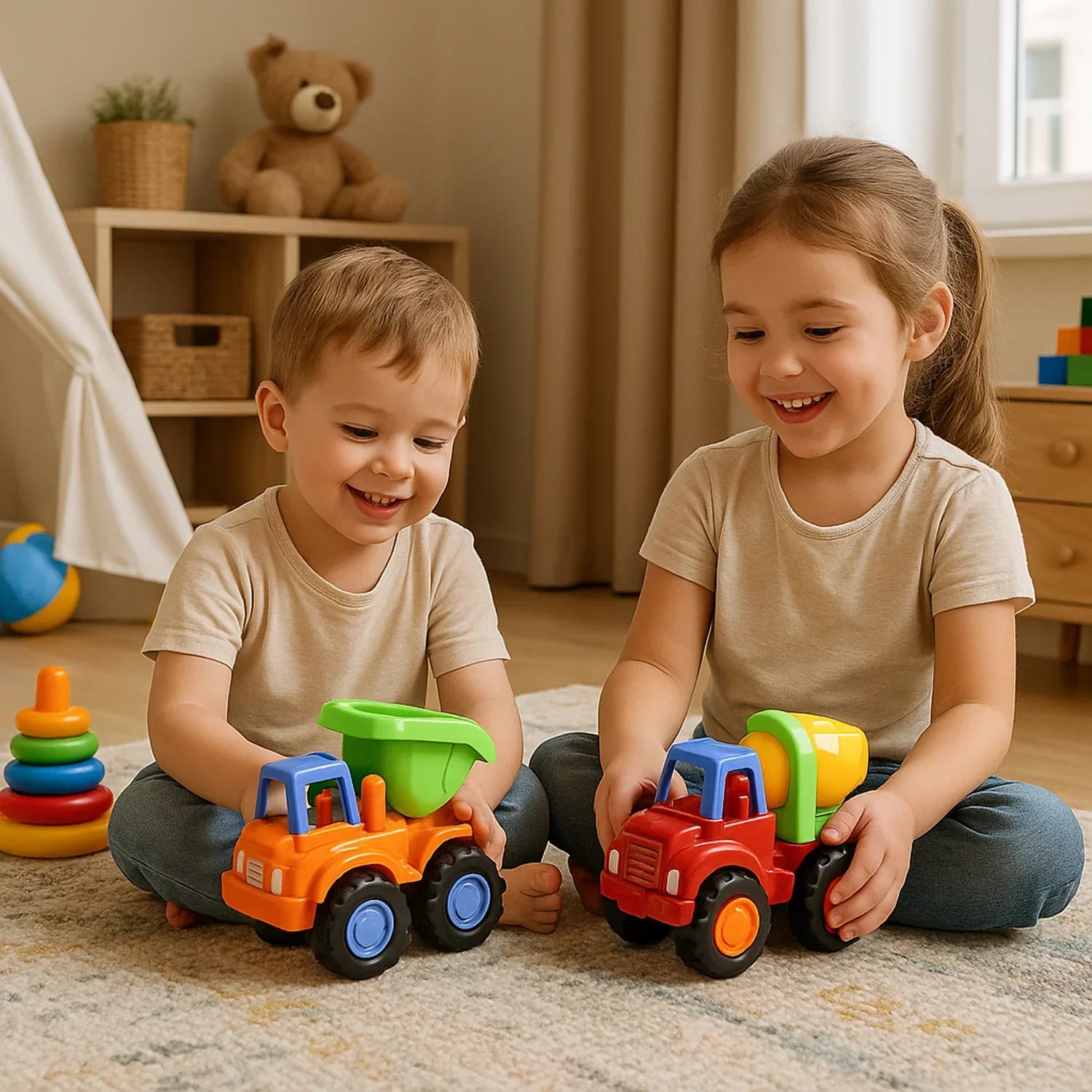 Funwoods Itsy Bitsy Construction Vehicle Toy Set For Kids - (8 Pc) - Zidbik