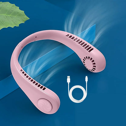 0616 Portable Neck Fan Holiday Hands Free Bladeless Neck Fan 360 Cooling Hanging Fan Usb Rechargeable Personal Neck Fan Wearable Neck Fan Suitable For Traveling - Zidbik