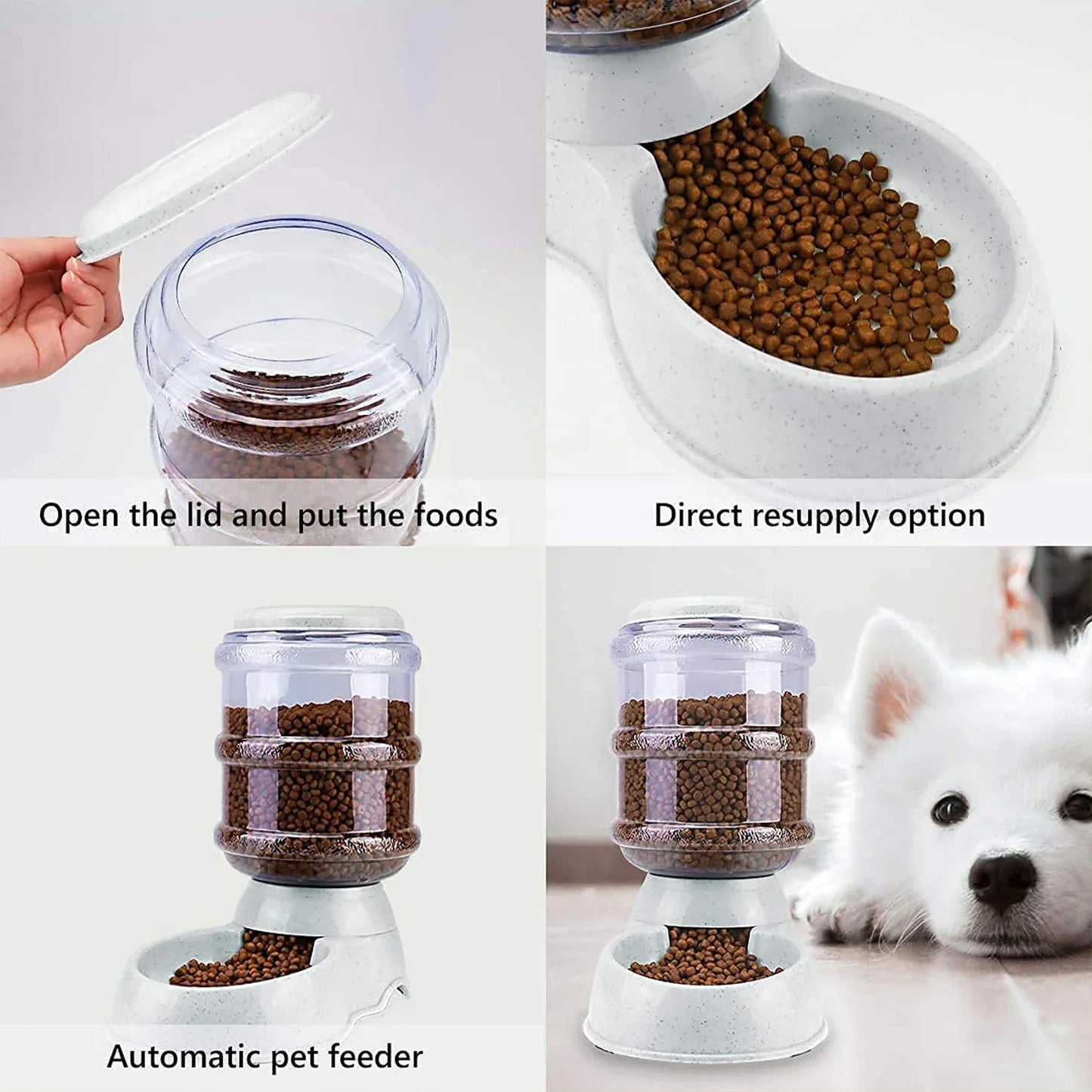 Pet Feeder Food Dispenser - Replenish Pet Food For Dog Cat Animal Automatic Gravity Dry Food Storage Bottle - Zidbik