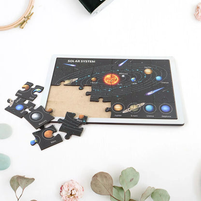 Wooden Solar System Puzzle For Kids - (1 Set) - Zidbik