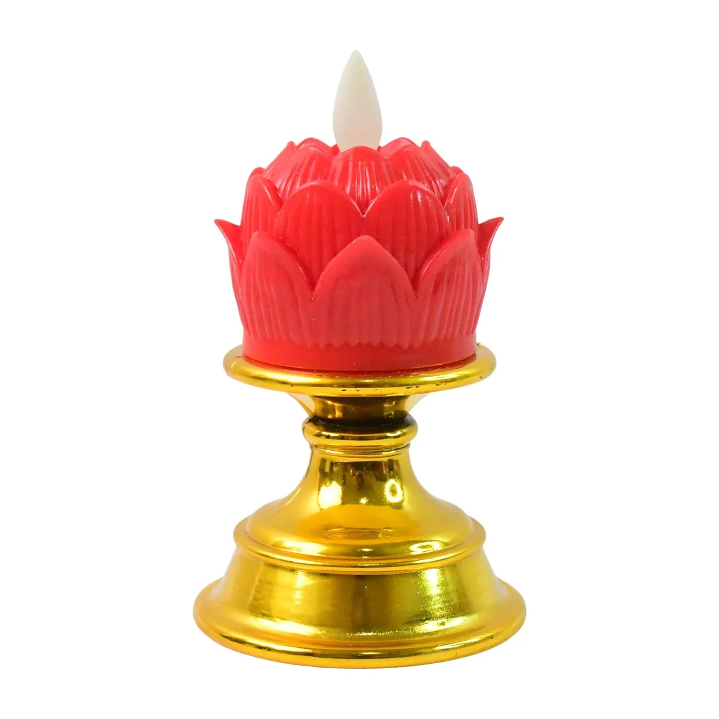 Premium Lotus Shaped Led Flameless Candle With Decorative Holder (1 Pc) - Zidbik
