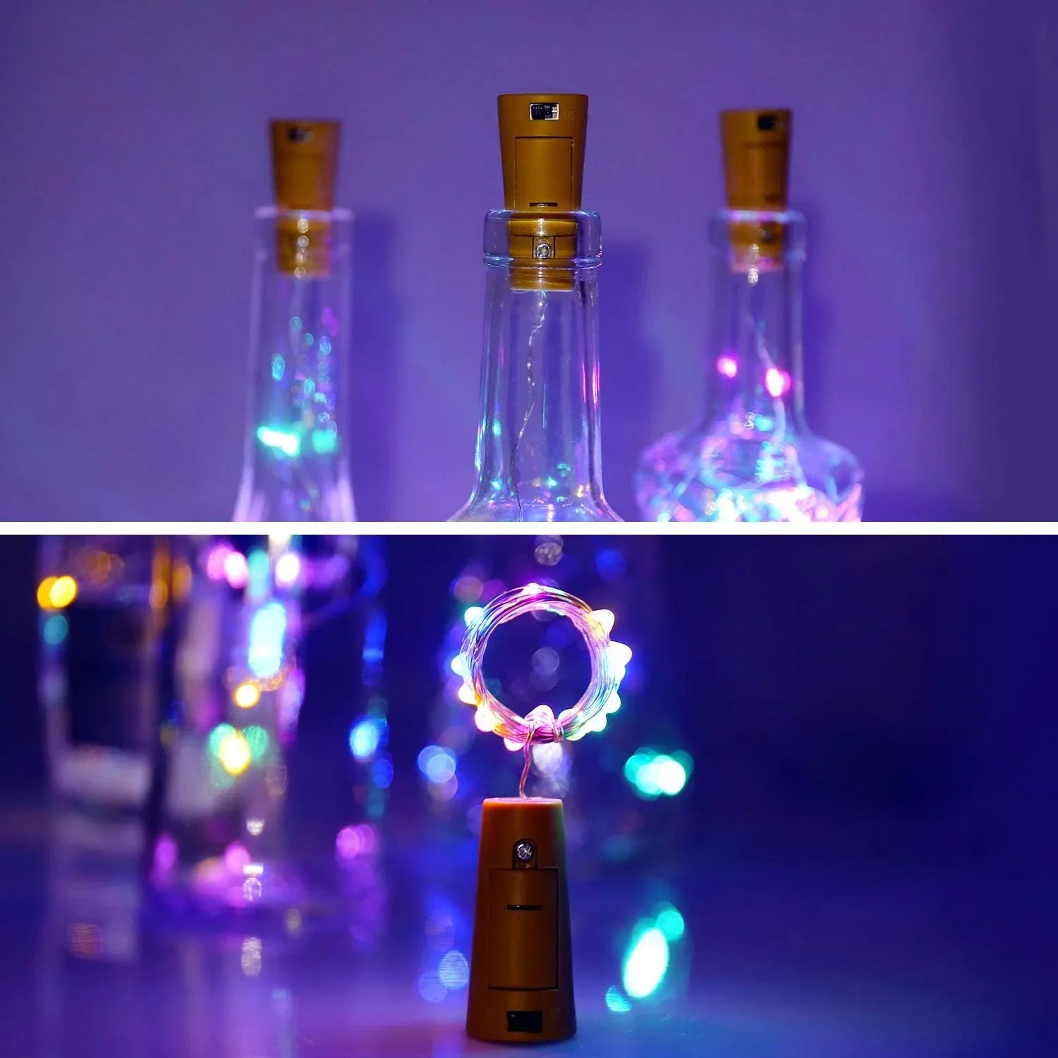 Wine Bottle Cork String Light Multi Led 2m Cable Length Copper Wire Battery Operated (Multicolor Light 1 Pc) - Zidbik