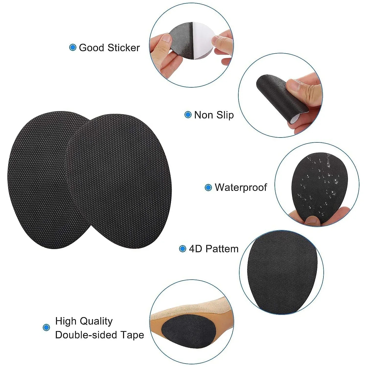 Non-slip Shoe Pads Rubber Shoe Sole Protector Pads Self-adhesive Shoe Grips Pads Stickers Non Skid For Ladies Shoes High Heels Boots (1pc) - Zidbik