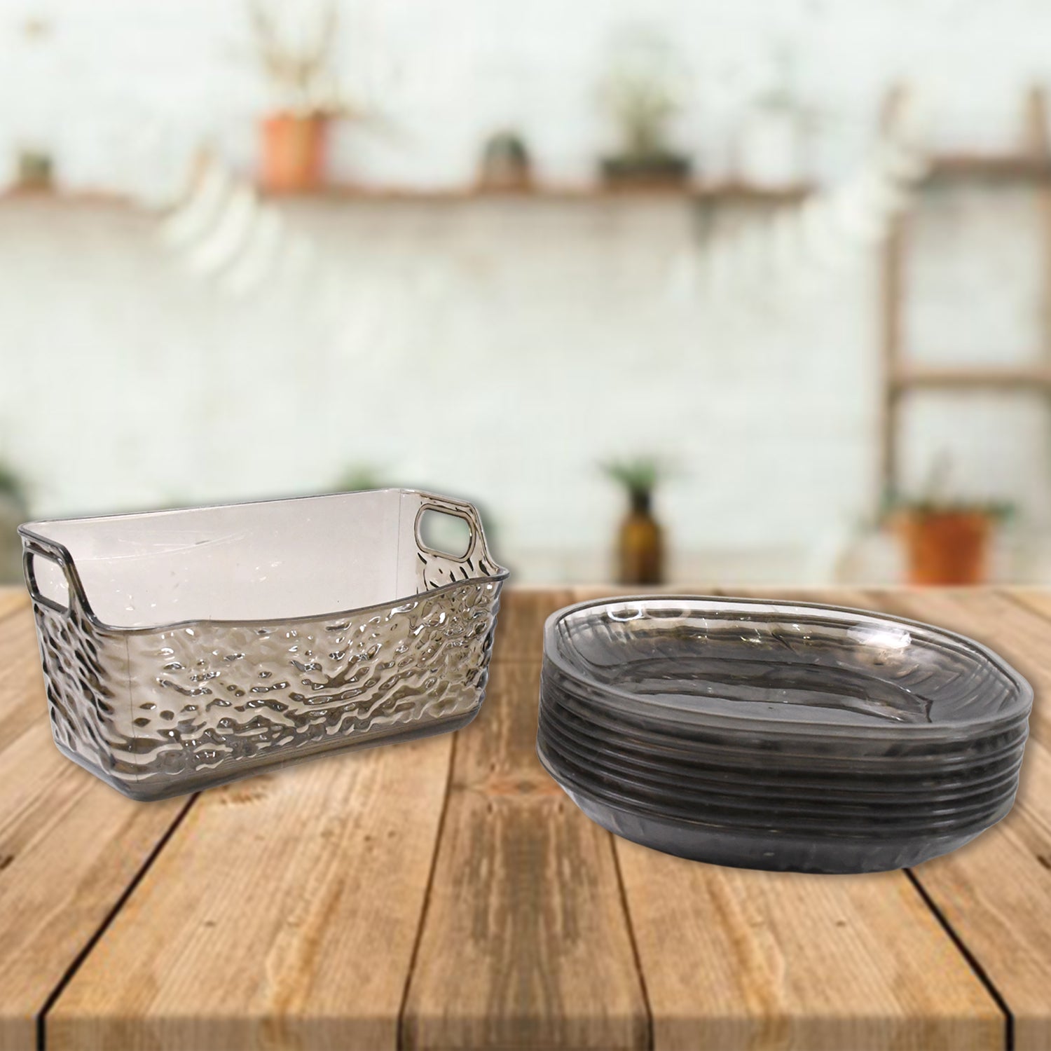 Plastic Household Plates Dinner Plates Dish Tray Skewer Bone Plate Set (10 Pcs Set) - Zidbik