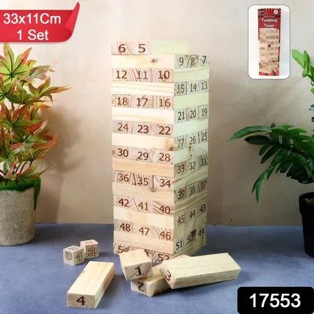 Numbered Wooden Tumbling Tower Game Set - Zidbik