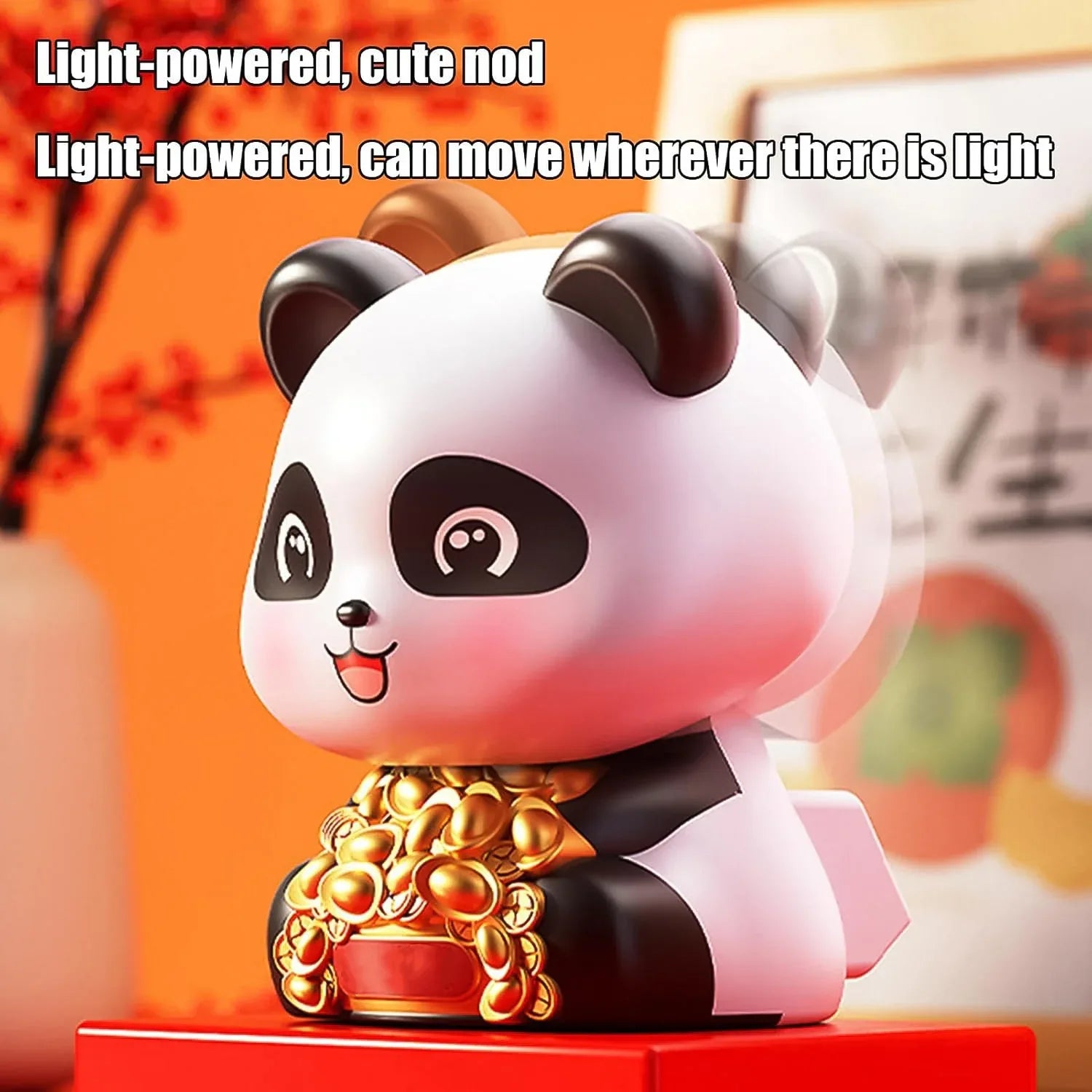 Car Decoration Solar Power Moving Head Panda Statue Creative (1 Pc) - Zidbik