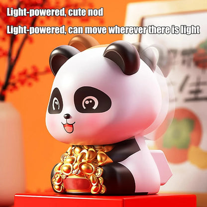Car Decoration Solar Power Moving Head Panda Statue Creative (1 Pc) - Zidbik