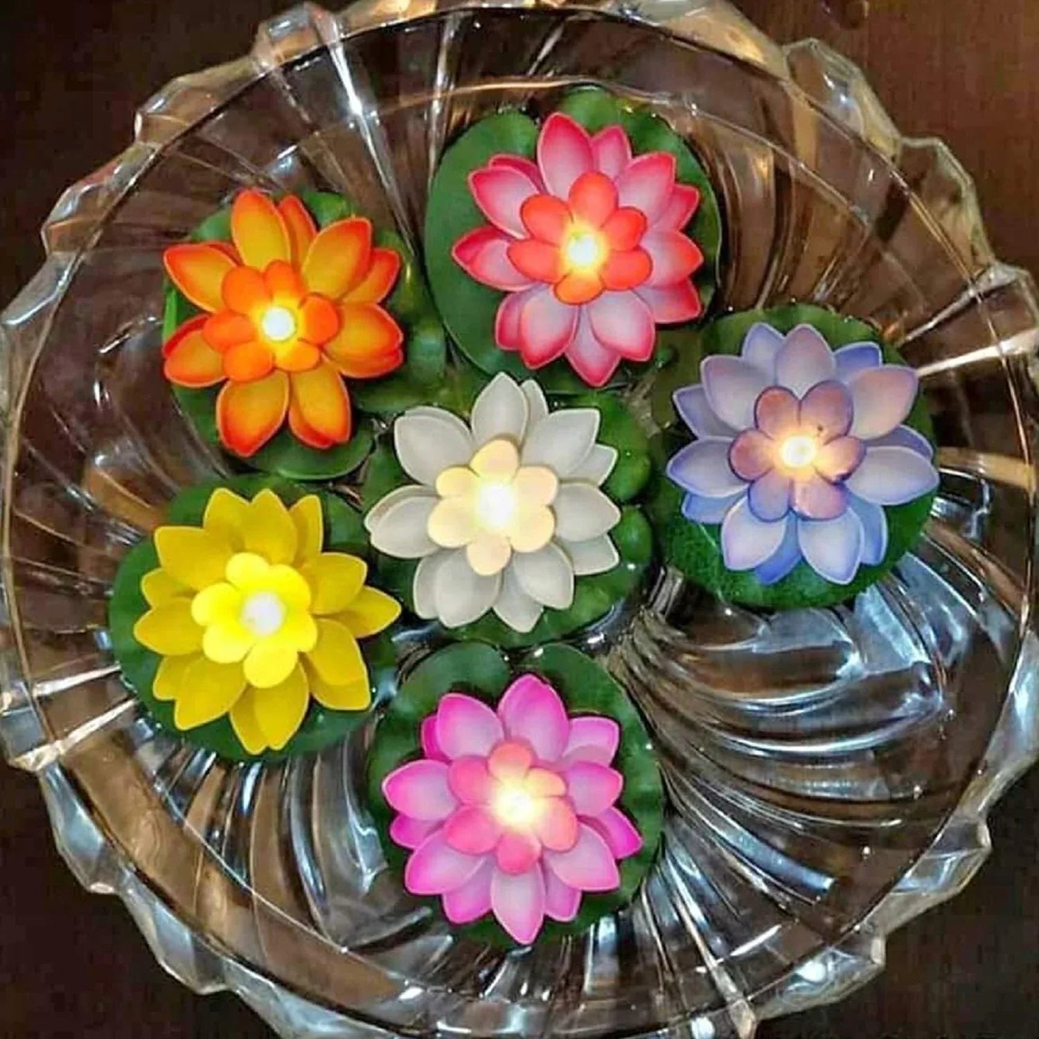 6556 Water Floating Smokeless Candles Lotus Flowers Sensor Led Tealight For Outdoor And Indoor Decoration - Pack Of 6 Candle Candle (Pack Of 6) - Zidbik