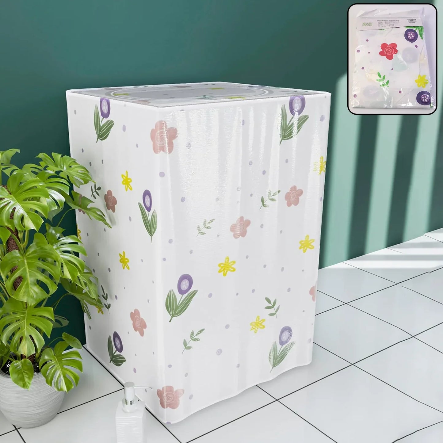 Printed Protective Washing Machine Cover For Top Load (55 58 87 Cm) - Zidbik