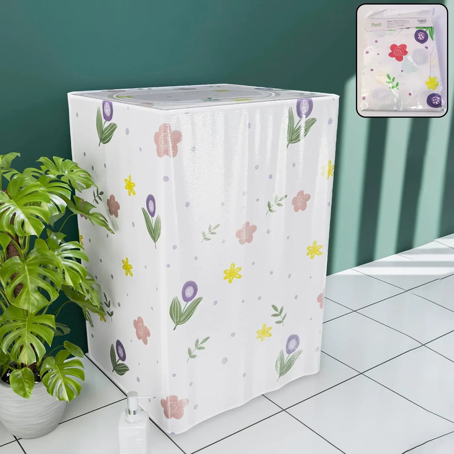 Printed Protective Washing Machine Cover For Top Load (55 58 87 Cm) - Zidbik