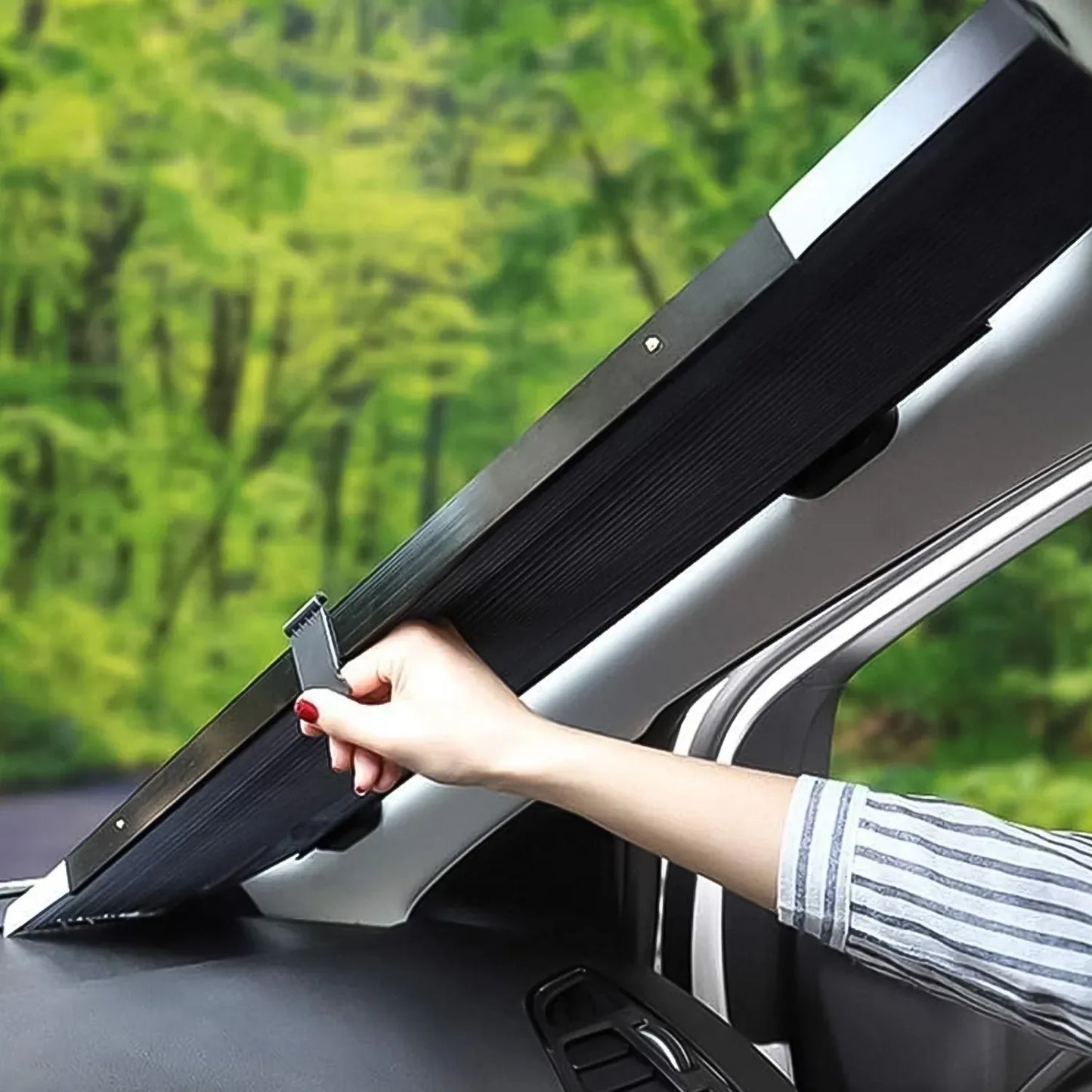 Retractable Long Foldable Windshield Sun Shade For Car (1 Set) - Zidbik