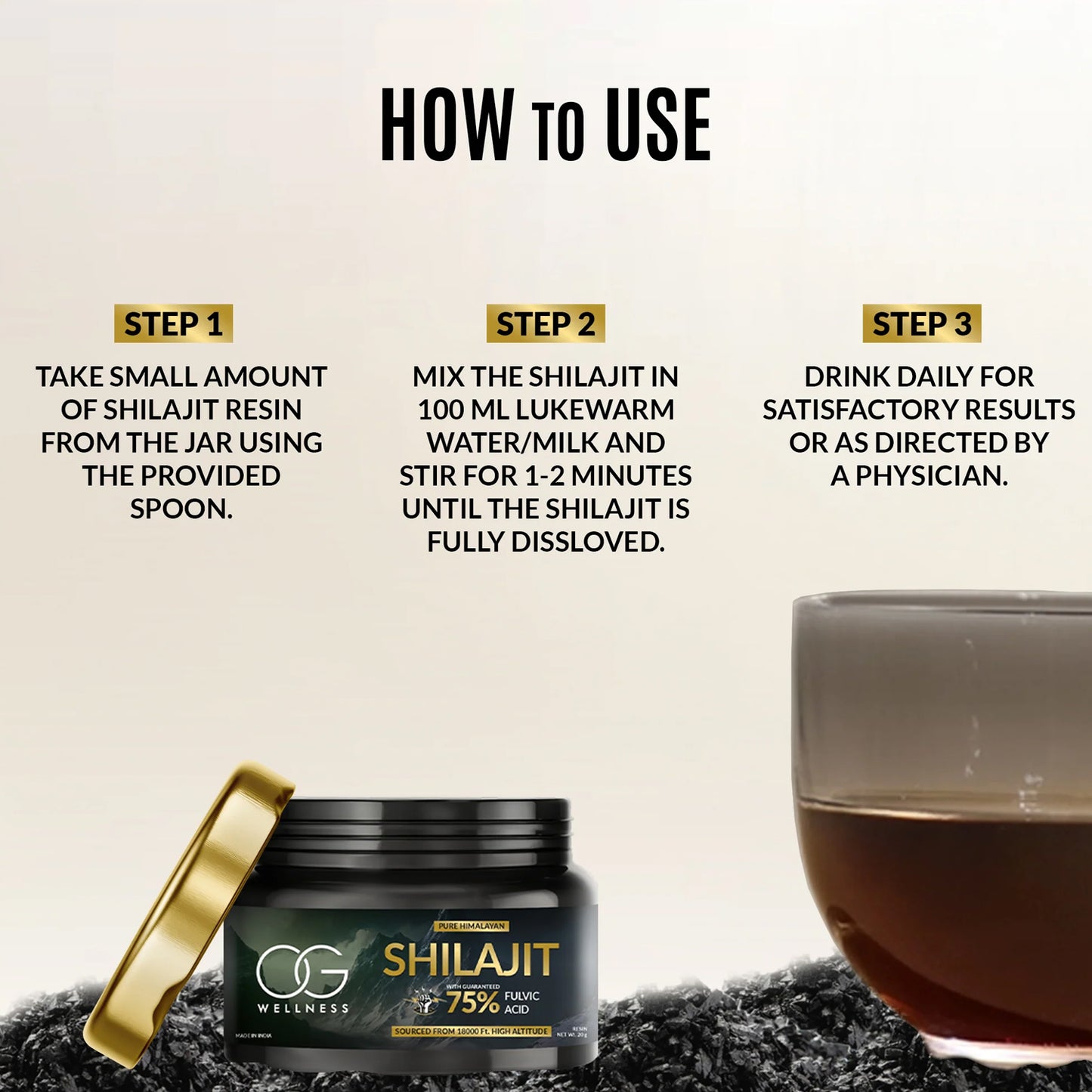 Og Wellness Pure Himalayan Shilajit Resin (20 Gm  1 Pc) - Zidbik