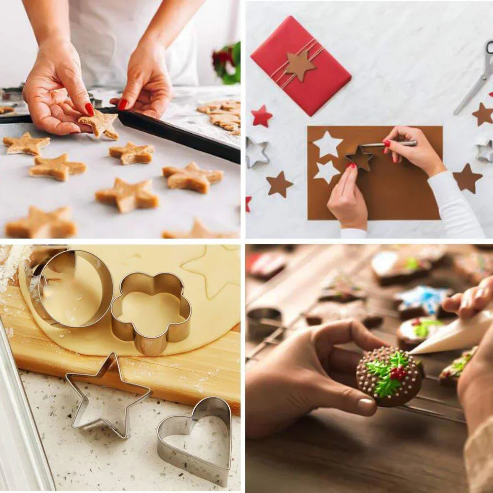0827 Cookie Cutter Stainless Steel Cookie Cutter With Shape Heart Round Star And Flower (4 Pieces) - Zidbik