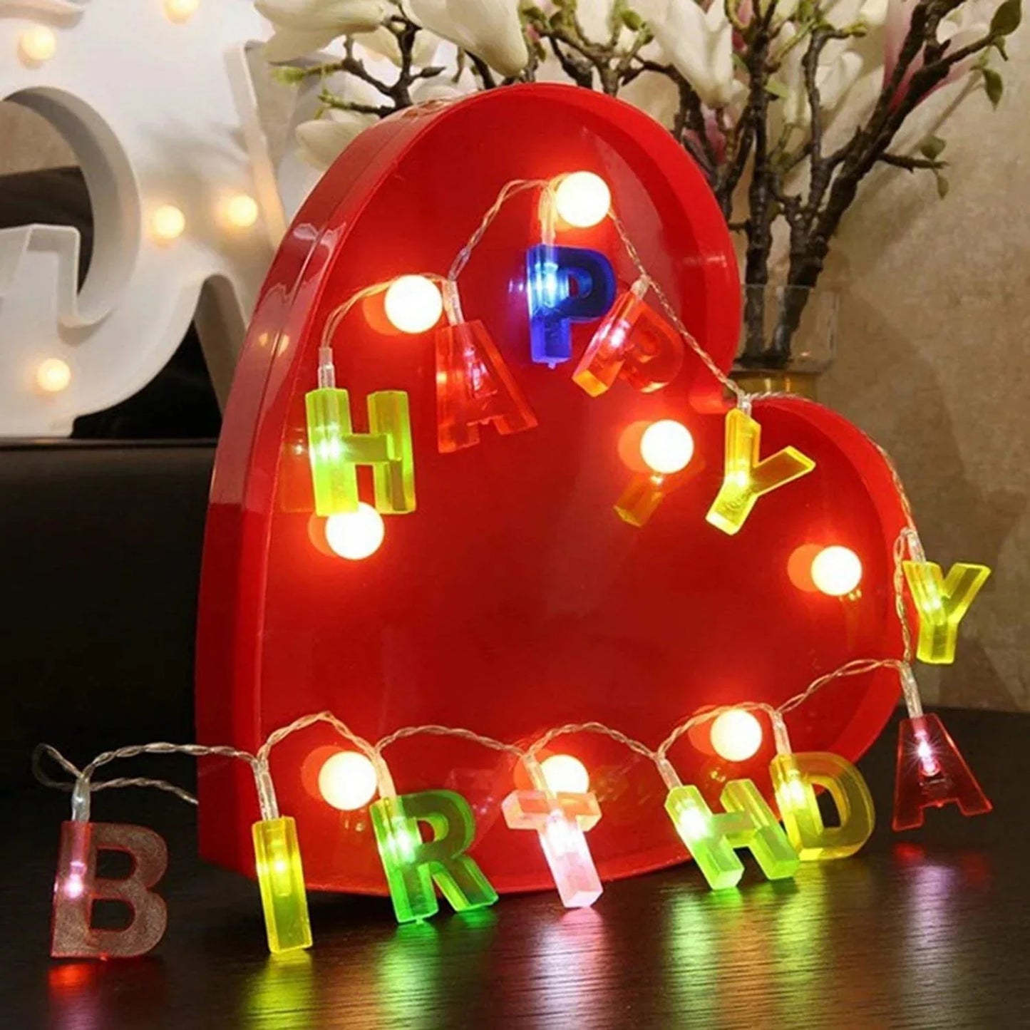 4815 Decoratives Plastic Happy Birthday 13 Led Letter Battery Operated String Lights Outdoor String Lights (Multicolour) - Zidbik